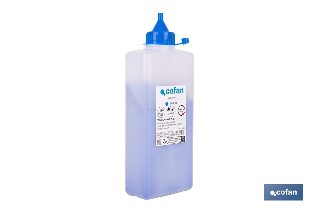 Flacon de poudre bleue de traçage | Pour cordeau | Capacité : 100, 250, 500 ou 1000 - Cofan