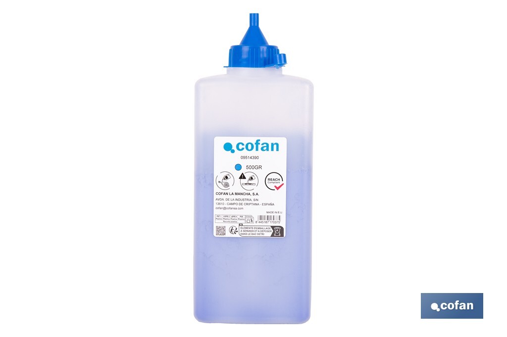 Flacon de poudre bleue de traçage | Pour cordeau | Capacité : 100, 250, 500 ou 1000 - Cofan
