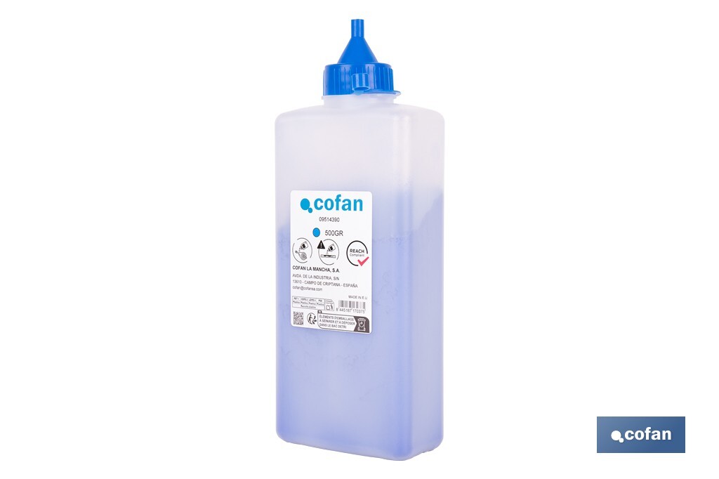 Flacon de poudre bleue de traçage | Pour cordeau | Capacité : 100, 250, 500 ou 1000 - Cofan