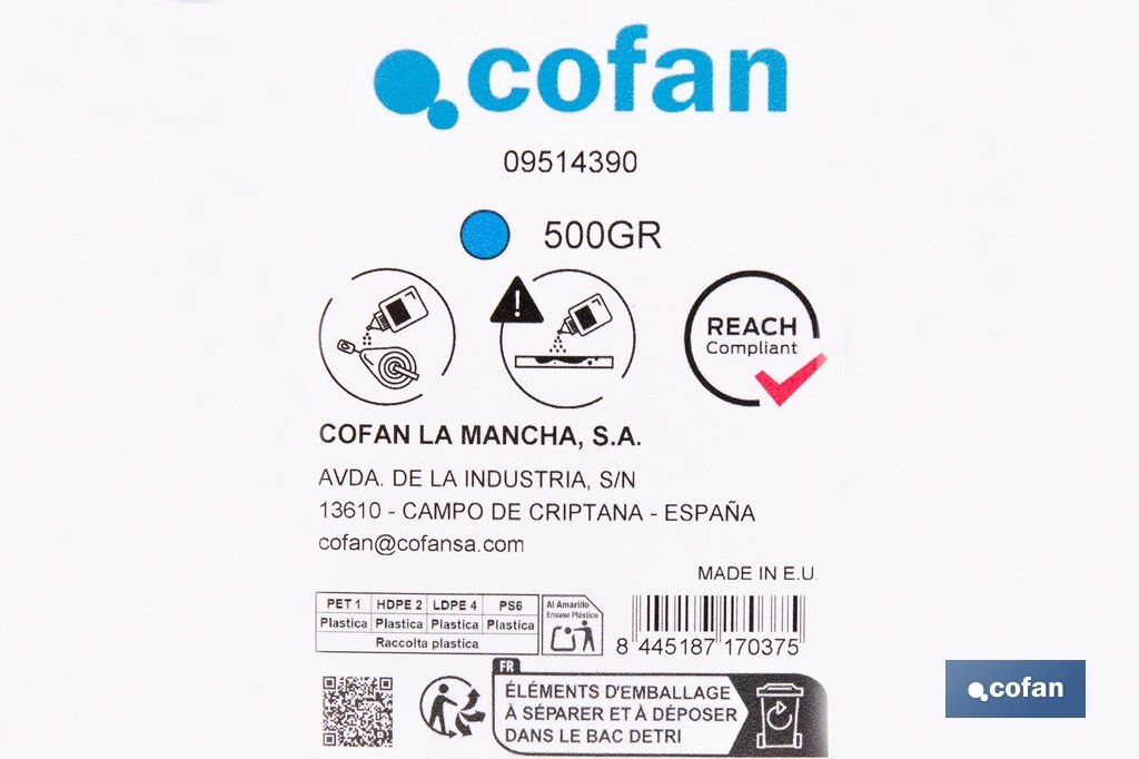 Flacon de poudre bleue de traçage | Pour cordeau | Capacité : 100, 250, 500 ou 1000 - Cofan