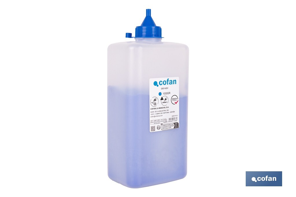 Flacon de poudre bleue de traçage | Pour cordeau | Capacité : 100, 250, 500 ou 1000 - Cofan