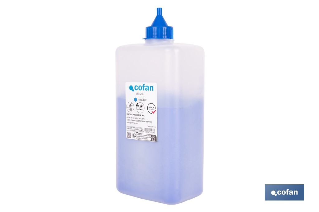 Flacon de poudre bleue de traçage | Pour cordeau | Capacité : 100, 250, 500 ou 1000 - Cofan