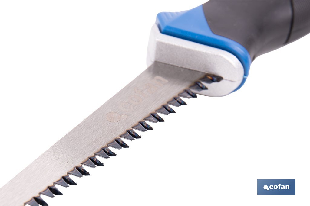 Serrucho para pladur y escayola con hoja de acero SK5 | Mango ergonómico y punta afilada | Corte preciso y rápido en yeso, cartón y escayola - Cofan