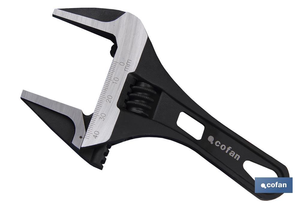 Stubby adjustable wrench | Wide jaw adjustable wrench | Available in various sizes and openings | Chrome-vanadium steel - Cofan