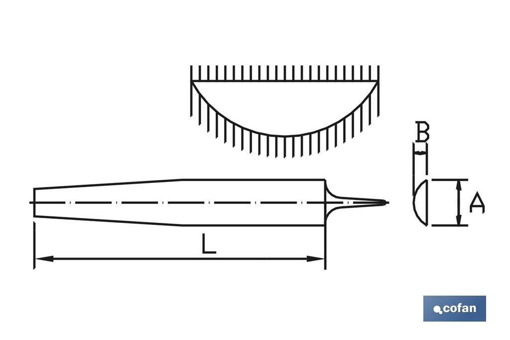 Lime demi-ronde | Manche interchangeable et ergonomique | Plusieurs dimensions, modèles et épaisseurs - Cofan