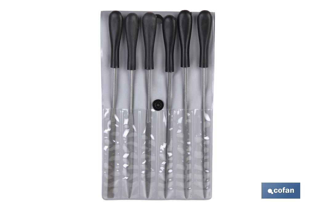 Juego de 6 unidades limas de aguja en bolsa |  Medidas en 140 mm  |  Pack de 6 y 12 Unidades - Cofan