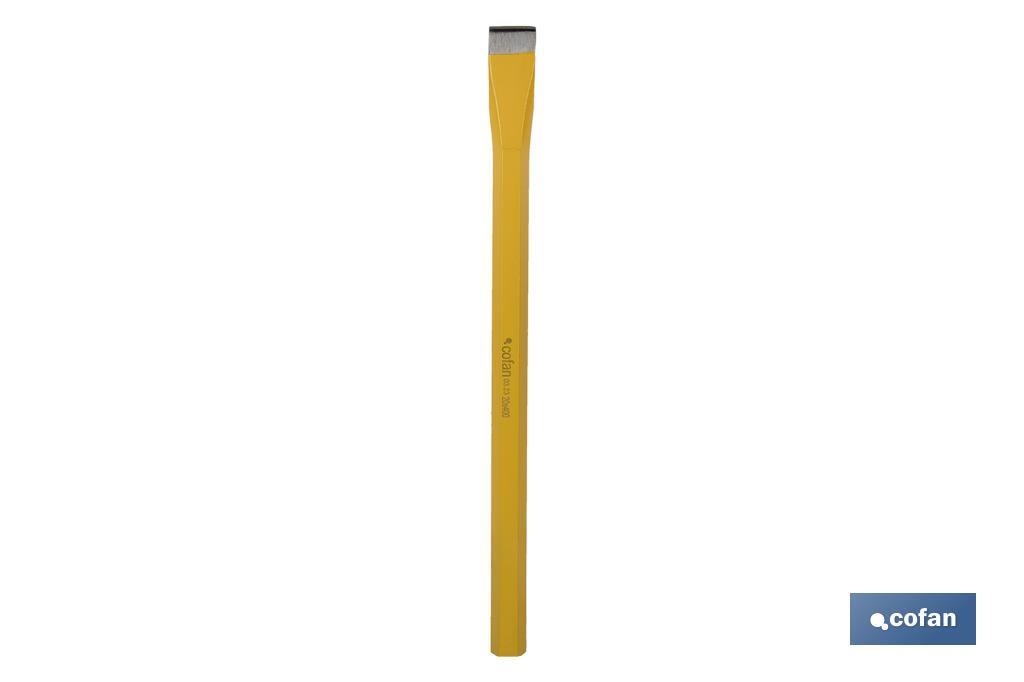 Flat chisel with hex shank | With no protective handle | Available in various sizes | Steel - Cofan