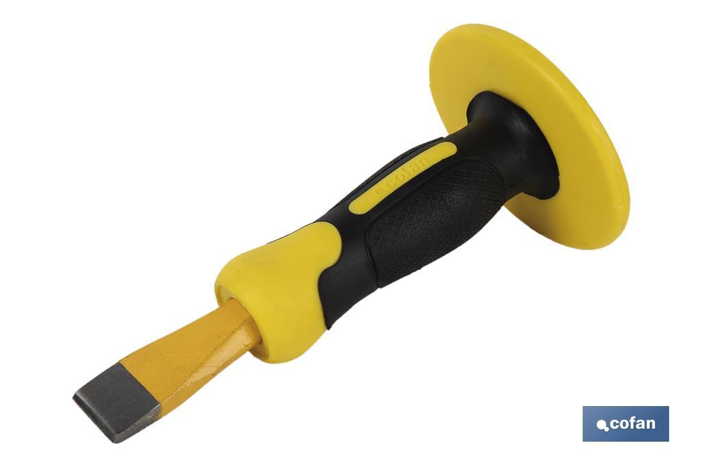 Flat chisel with hex shank | With protective handle | Available in various sizes | Steel - Cofan