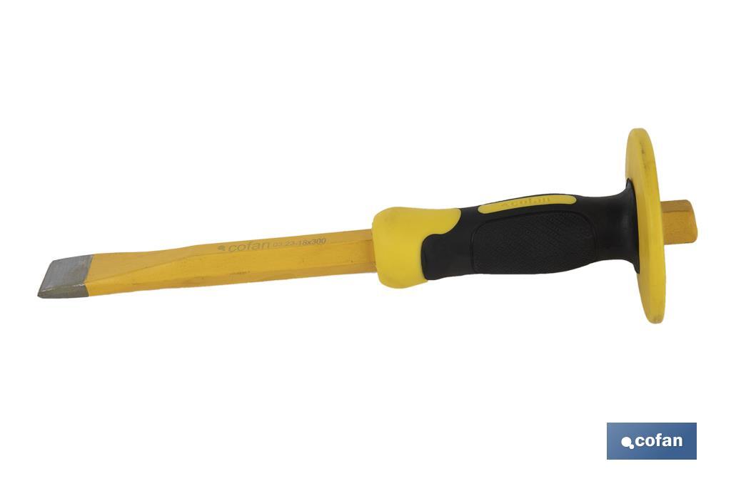 Flat chisel with hex shank | With protective handle | Available in various sizes | Steel - Cofan