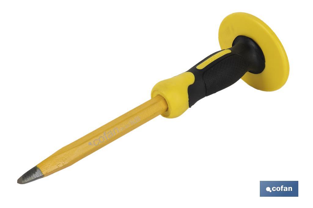 Point head chisel with hex shank | With protective handle | Available in various sizes | Steel - Cofan