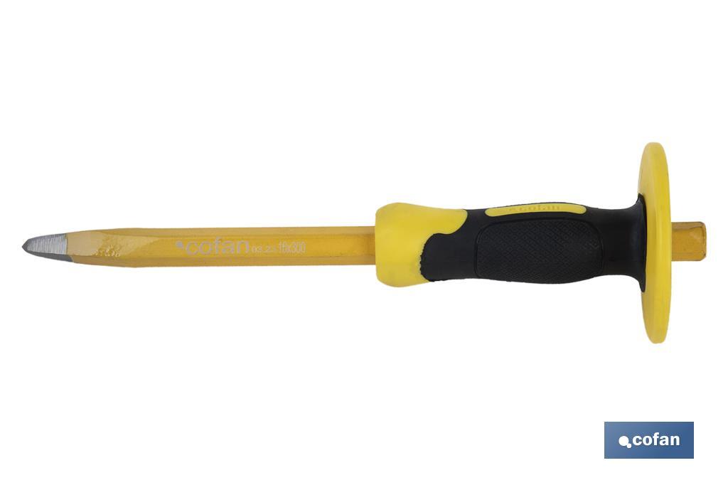 Point head chisel with hex shank | With protective handle | Available in various sizes | Steel - Cofan