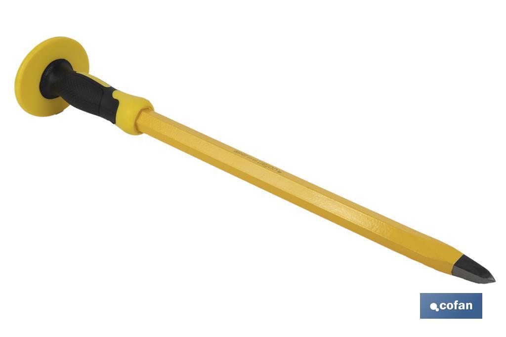 Point head chisel with hex shank | With protective handle | Available in various sizes | Steel - Cofan