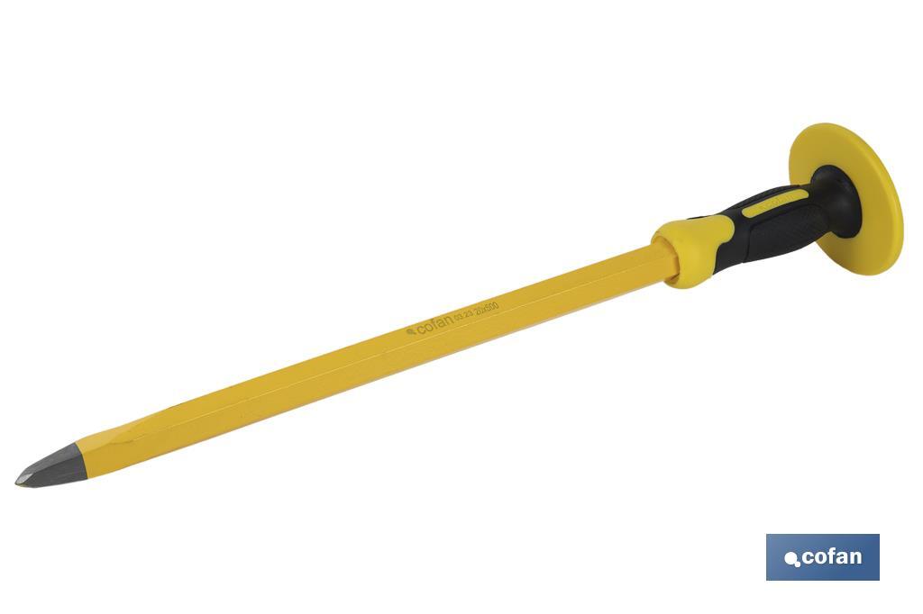 Point head chisel with hex shank | With protective handle | Available in various sizes | Steel - Cofan