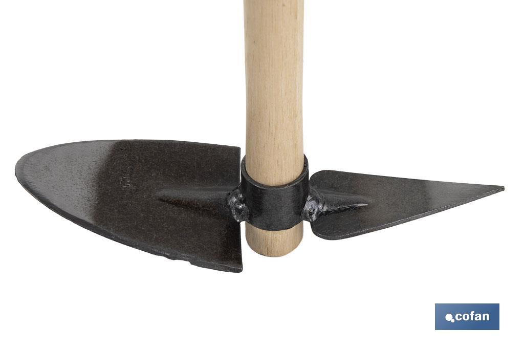 Zacho curvo con mango de madera | Material: acero endurecido | Zacho con 1 punta | Medidas: 23 x 8 cm - Cofan