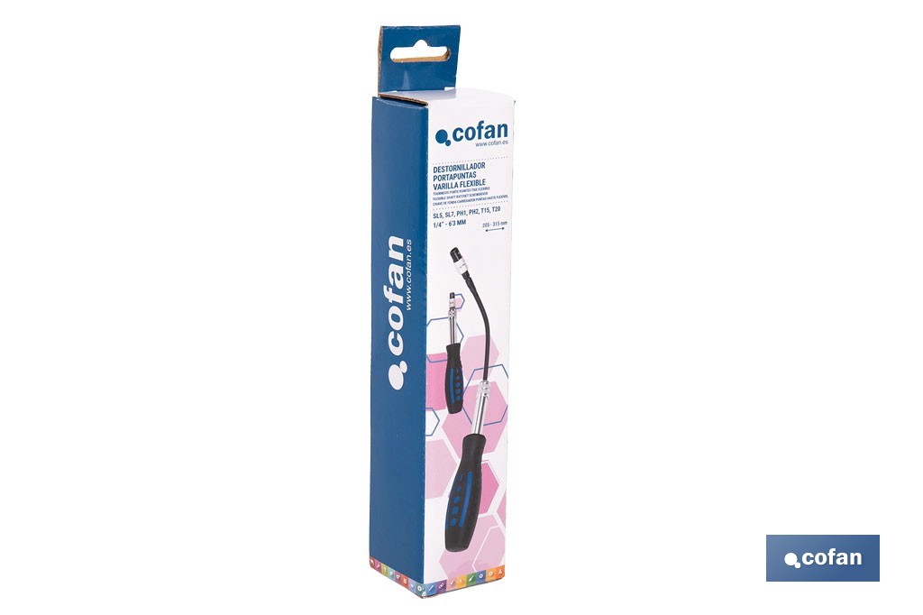 Destornillador porta puntas con varilla flexible y extraíble | Longitud de 235 a 350 mm - Cofan