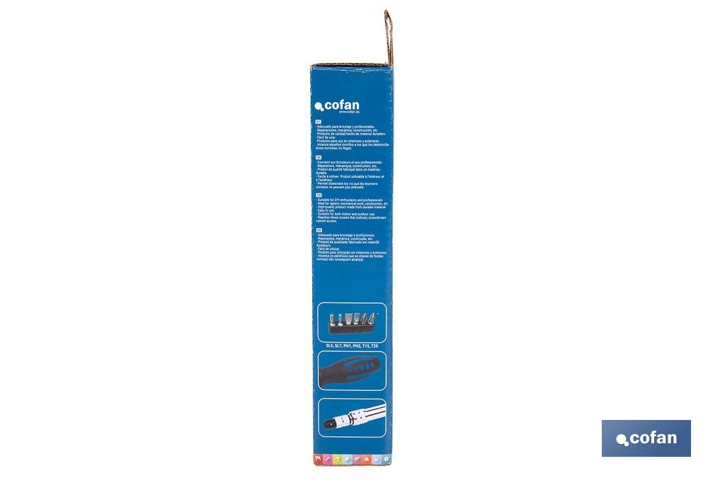 Destornillador porta puntas con varilla flexible y extraíble | Longitud de 235 a 350 mm - Cofan