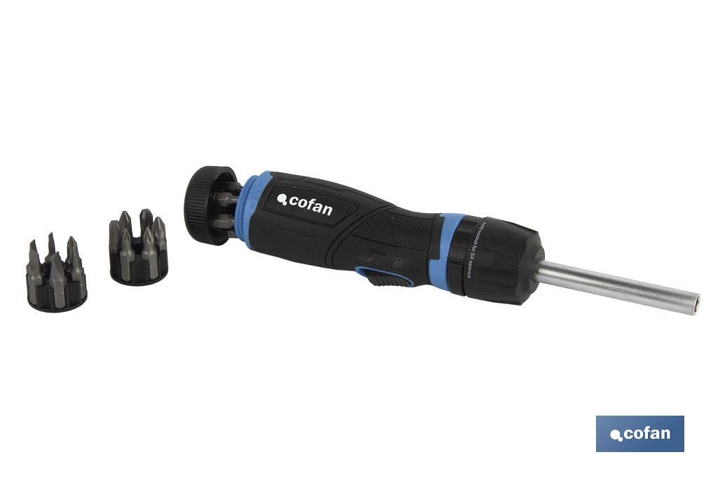 Set destornillador carraca en "T" | Contenido de 19 pcs | Modelo converter de 5:1 velocidad - Cofan