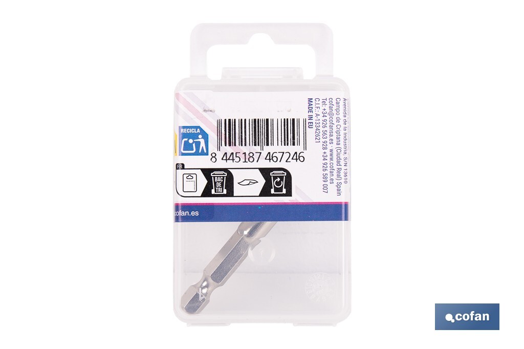 Adaptador de portavasos 3/8" para vasos de 1/4" | Longitud: 65 mm | Fabricado en acero cromo vanadio - Cofan