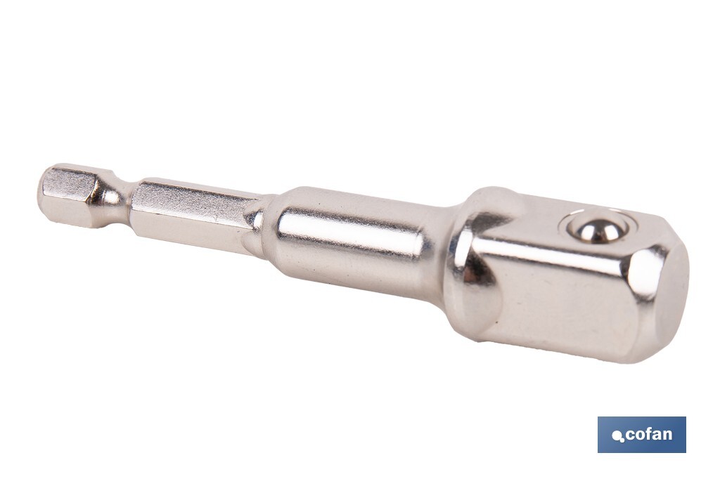 Adaptador de portavasos 1/2" para vasos de 1/4" | Longitud: 72 mm | Fabricado en acero cromo vanadio - Cofan