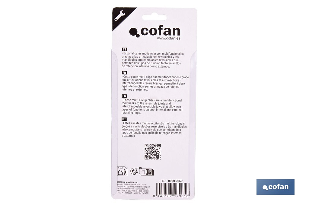 Pinze circolari intercambiabili | Sono incluse 4 punte multifunzione | Lunghezza: 256 mm - Cofan