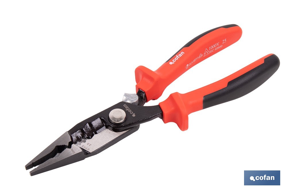 Alicates multifunción 8" 200 mm | Alicate aislado 1000 V de acero al cromo vanadio - Cofan