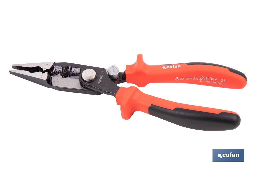 Alicates multifunción 8" 200 mm | Alicate aislado 1000 V de acero al cromo vanadio - Cofan