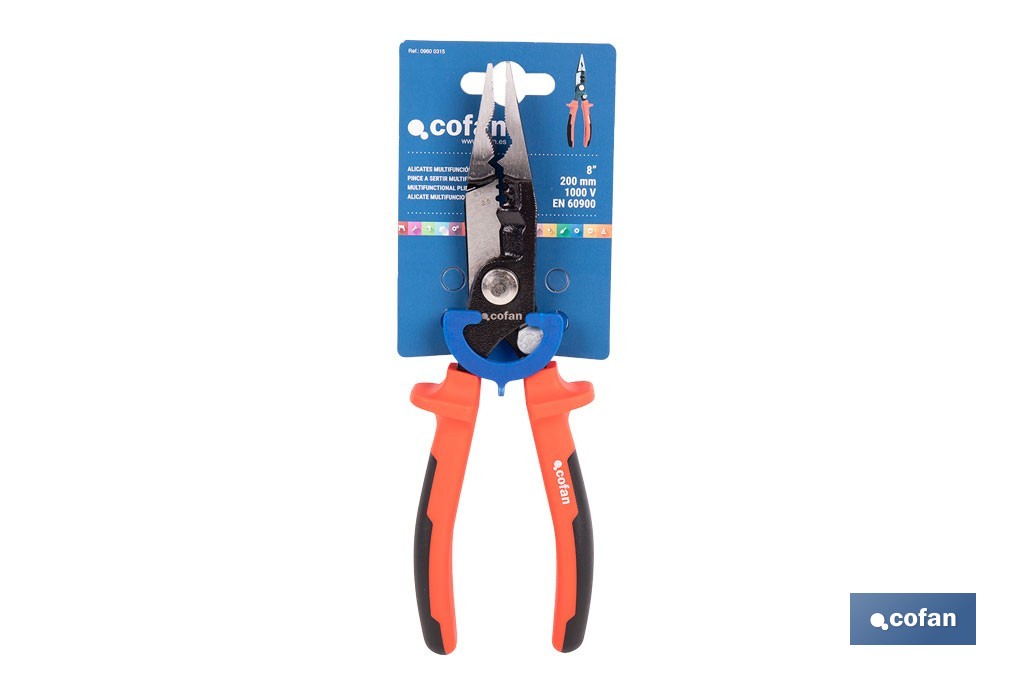 Alicates multifunción 8" 200 mm | Alicate aislado 1000 V de acero al cromo vanadio - Cofan