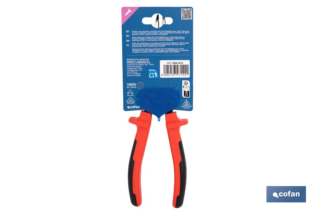 Alicates multifunción 8" 200 mm | Alicate aislado 1000 V de acero al cromo vanadio - Cofan