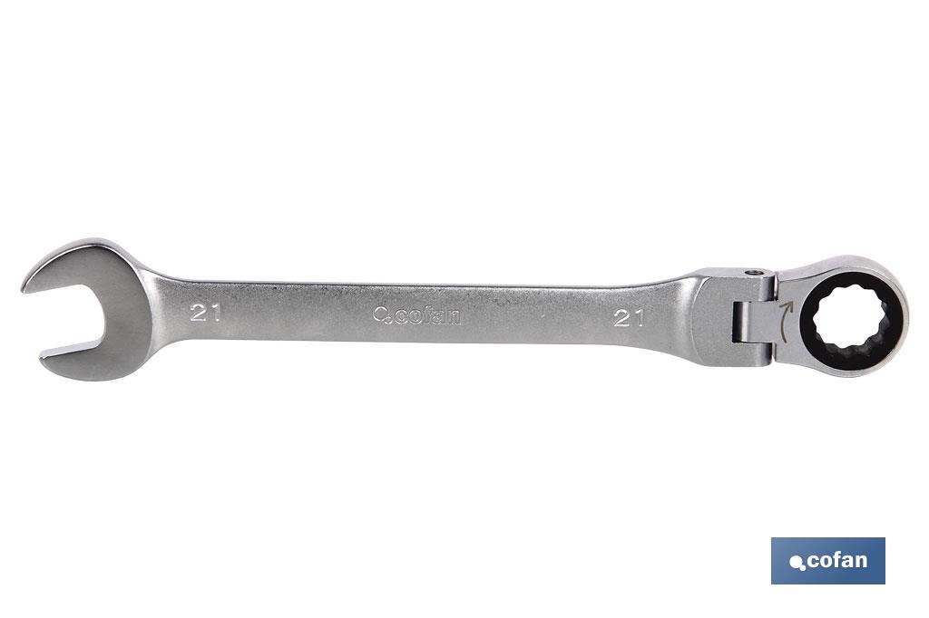 Head ratchet spanner with 180° rotating head | Chrome-vanadium steel | Size: 24mm - Cofan