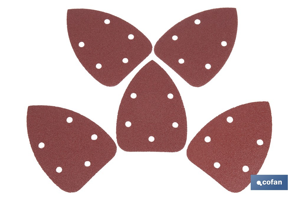 Pack de 5 hojas de lija para lijadora de detalle (Mouse) | Hojas de lija triangulares de óxido de aluminio | Disponibles en diferentes granos - Cofan