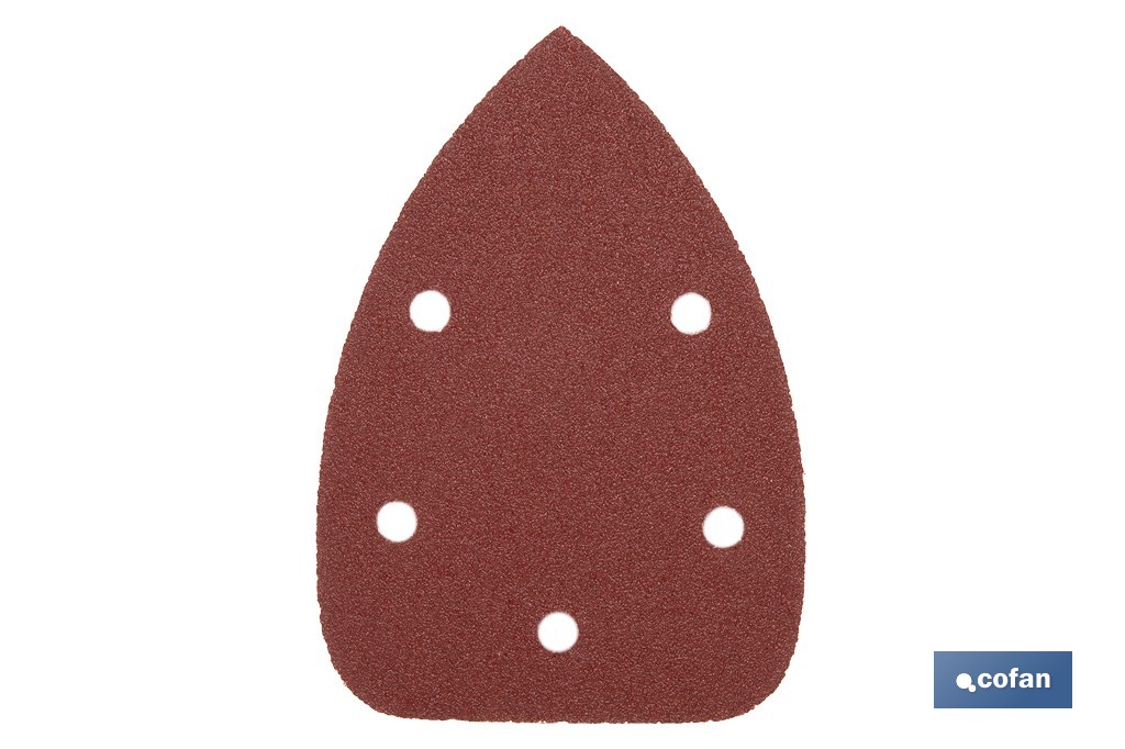 Pack de 5 hojas de lija para lijadora de detalle (Mouse) | Hojas de lija triangulares de óxido de aluminio | Disponibles en diferentes granos - Cofan