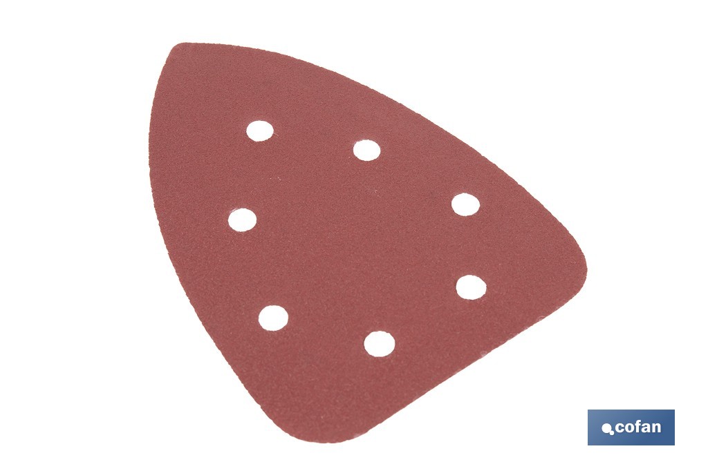 Hojas de lija para lijadora de detalle (Mouse) | Pack de 5 hojas de lija triangulares | Material: óxido de aluminio | Disponibles en diferentes granos - Cofan