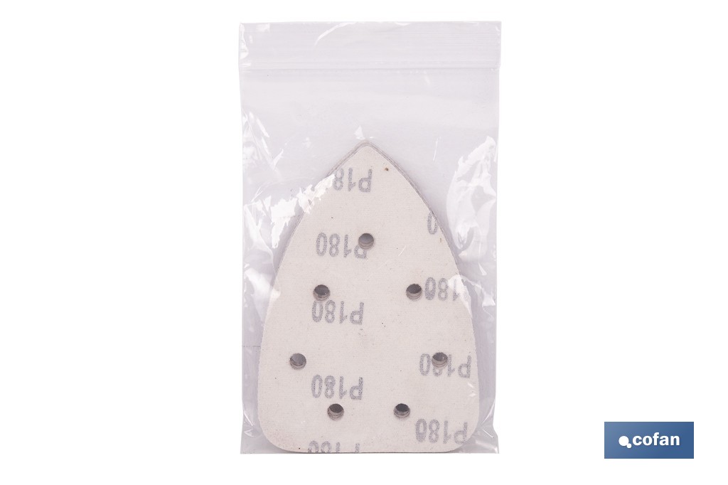 Hojas de lija para lijadora de detalle (Mouse) | Pack de 5 hojas de lija triangulares | Material: óxido de aluminio | Disponibles en diferentes granos - Cofan