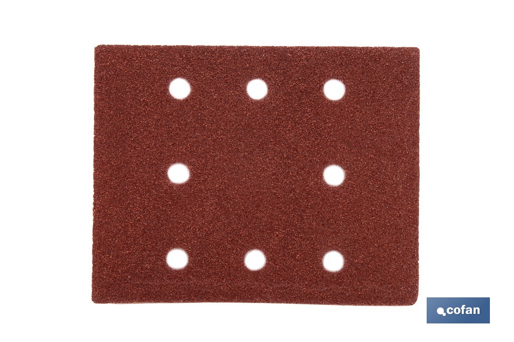 Pack de 5 hojas de lija para lijadora orbital | Hojas de lija rectangulares de óxido de aluminio | Disponibles en diferentes granos - Cofan