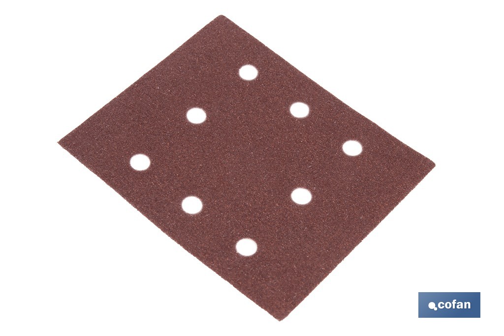 Pack de 5 hojas de lija para lijadora orbital | Hojas de lija rectangulares de óxido de aluminio | Disponibles en diferentes granos - Cofan