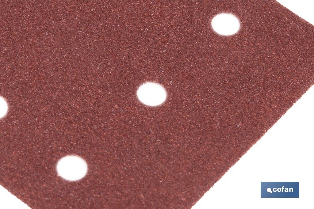 Pack de 5 hojas de lija para lijadora orbital | Hojas de lija rectangulares de óxido de aluminio | Disponibles en diferentes granos - Cofan