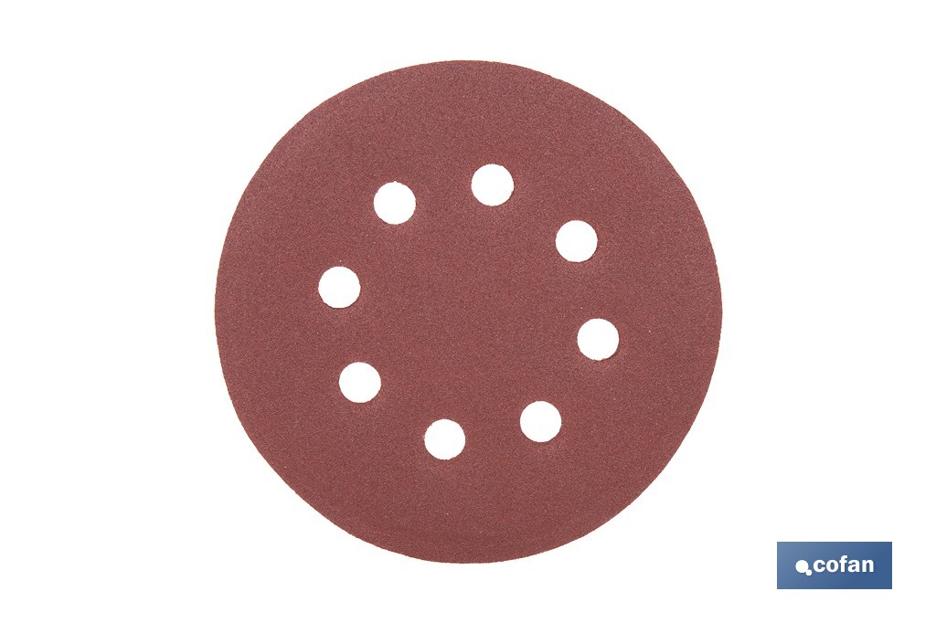 Discos de lija para lijadora Orbital | Pack de 5 hojas de lija redondas | Material: óxido de aluminio | Disponibles en diferentes granos - Cofan