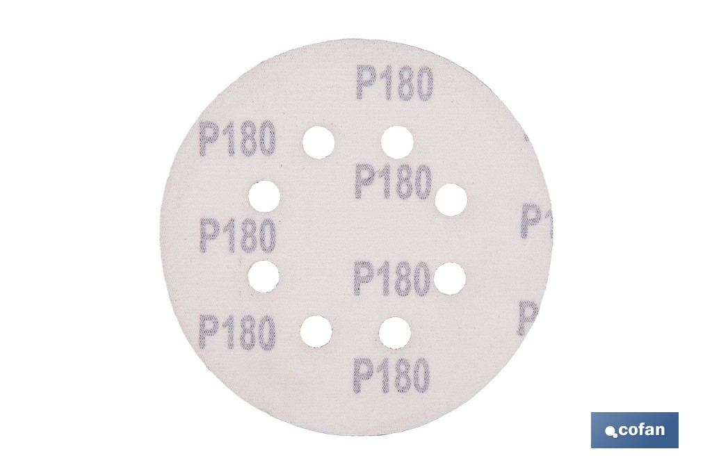 Discos de lija para lijadora Orbital | Pack de 5 hojas de lija redondas | Material: óxido de aluminio | Disponibles en diferentes granos - Cofan