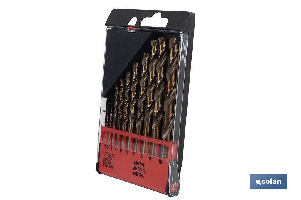 HSS-Co drill bit case | Set of 10 drill bits | Suitable for stainless steel and hard metal | Available in different diameters - Cofan