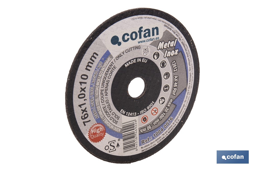 Disques de coupe précise pour acier INOX - Cofan