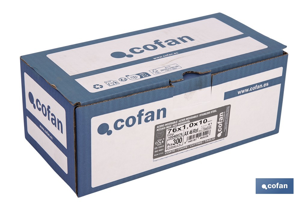 Disques de coupe précise pour acier INOX - Cofan