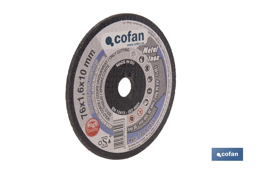 Disques de coupe précise pour acier INOX - Cofan