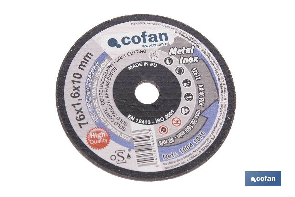 Disques de coupe précise pour acier INOX - Cofan