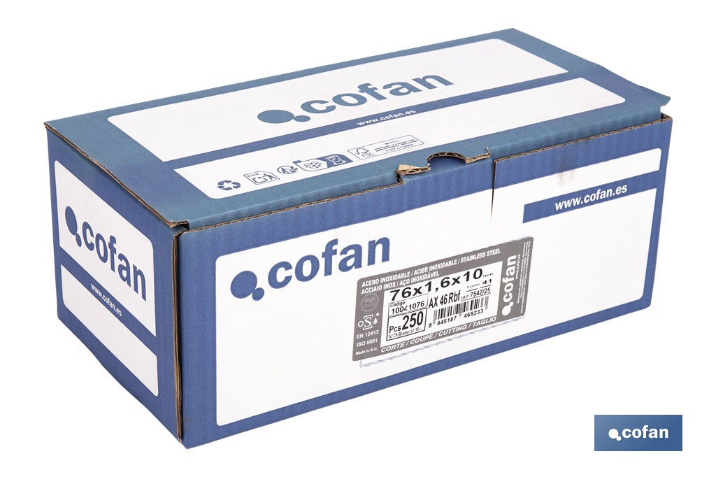 Disques de coupe précise pour acier INOX - Cofan