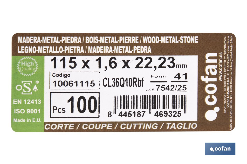 Disques De Coupe 4 X 4 - Cofan