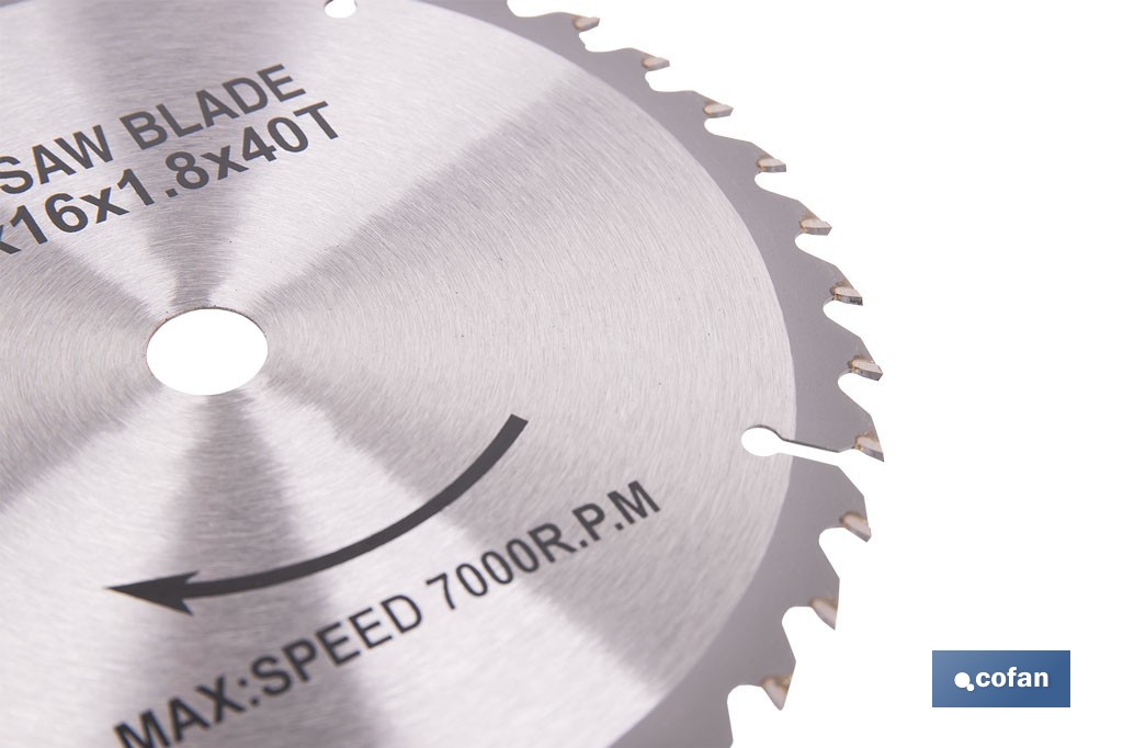 Disco de corte para madera Ø185 mm | Adecuada para sierra ingletadora | Cortes precisos en madera, plástico y metal blando - Cofan