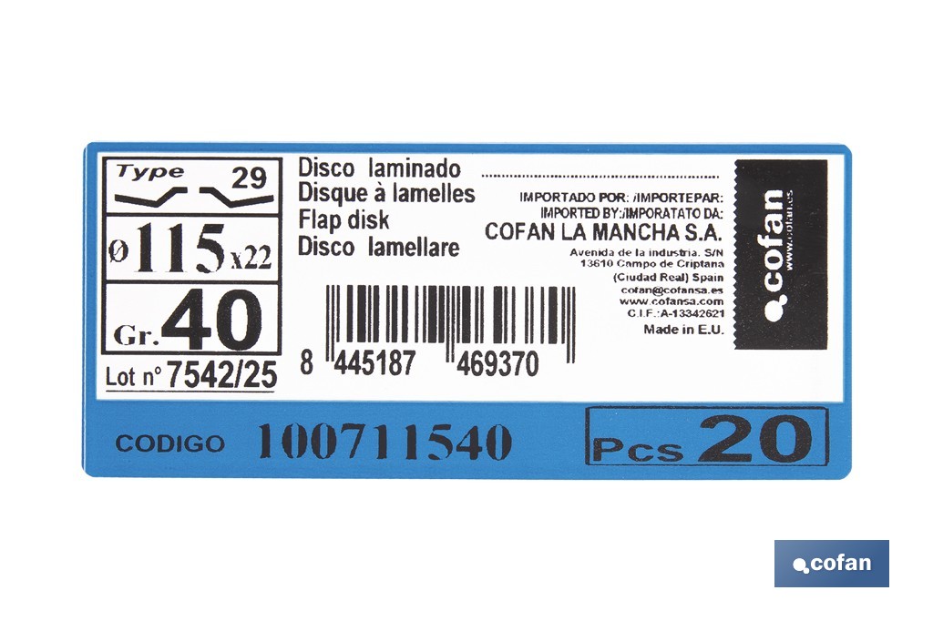 Disco Laminado Profesional Inclinado - Cofan