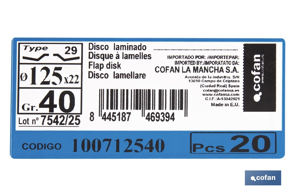 Disco Laminado Profesional Inclinado - Cofan