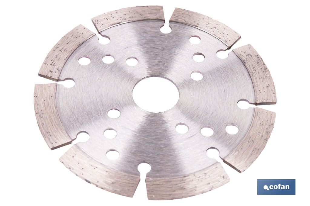 Disco de corte segmentado ventilado | Para ladrillo y hormigón | Corte en seco | Disponible en diferentes medidas - Cofan