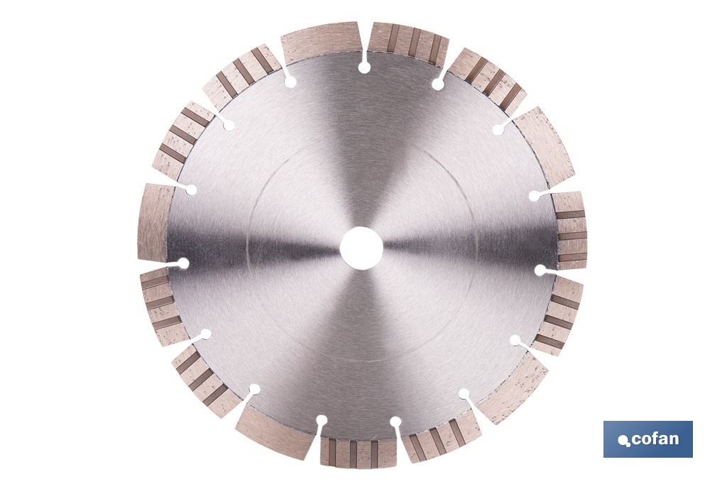 Disco de diamante de alto rendimiento Ø230 mm | Corte en seco en hormigón, asfalto, granito | Espesor de 3 mm y segmento de 15 mm - Cofan
